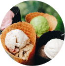 three different ice creams