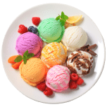 Dish with a lot of ice-creams