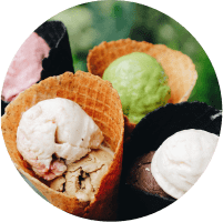 three different ice creams